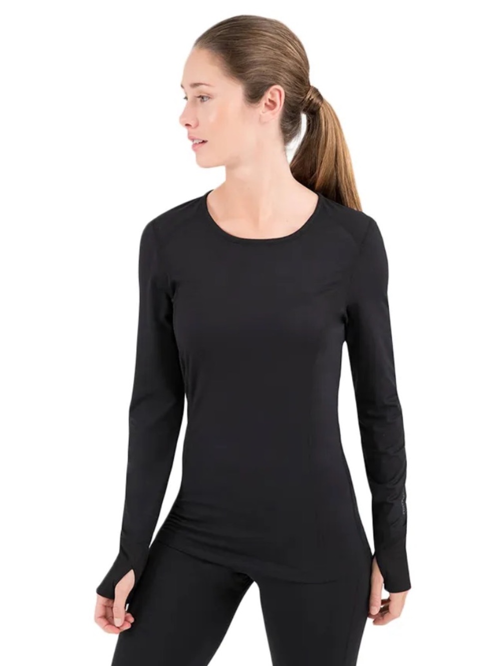 Terramar Women's Long Sleeve Cloud Nine Scoop Top - Black